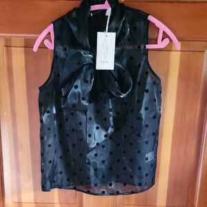 Joie Black Sleeveless Polka Dot Top
